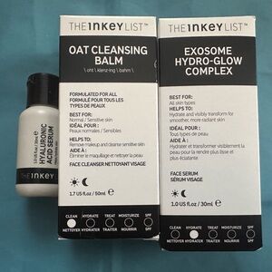 The Inkey List  Set hydration. Glow complex, oat cleansing balm, hyaluronic acid